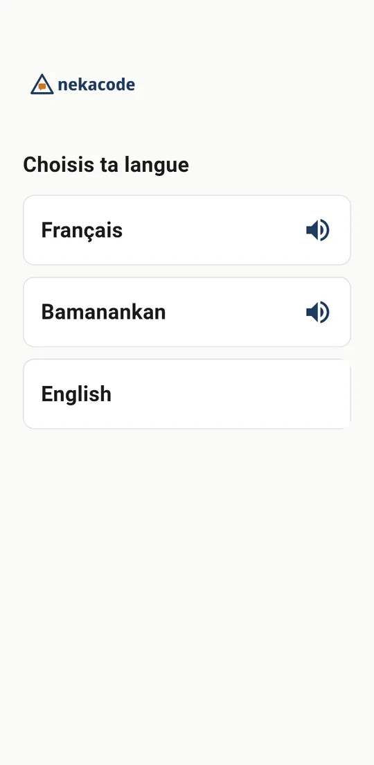 Choosing the language: French or Bamanankan